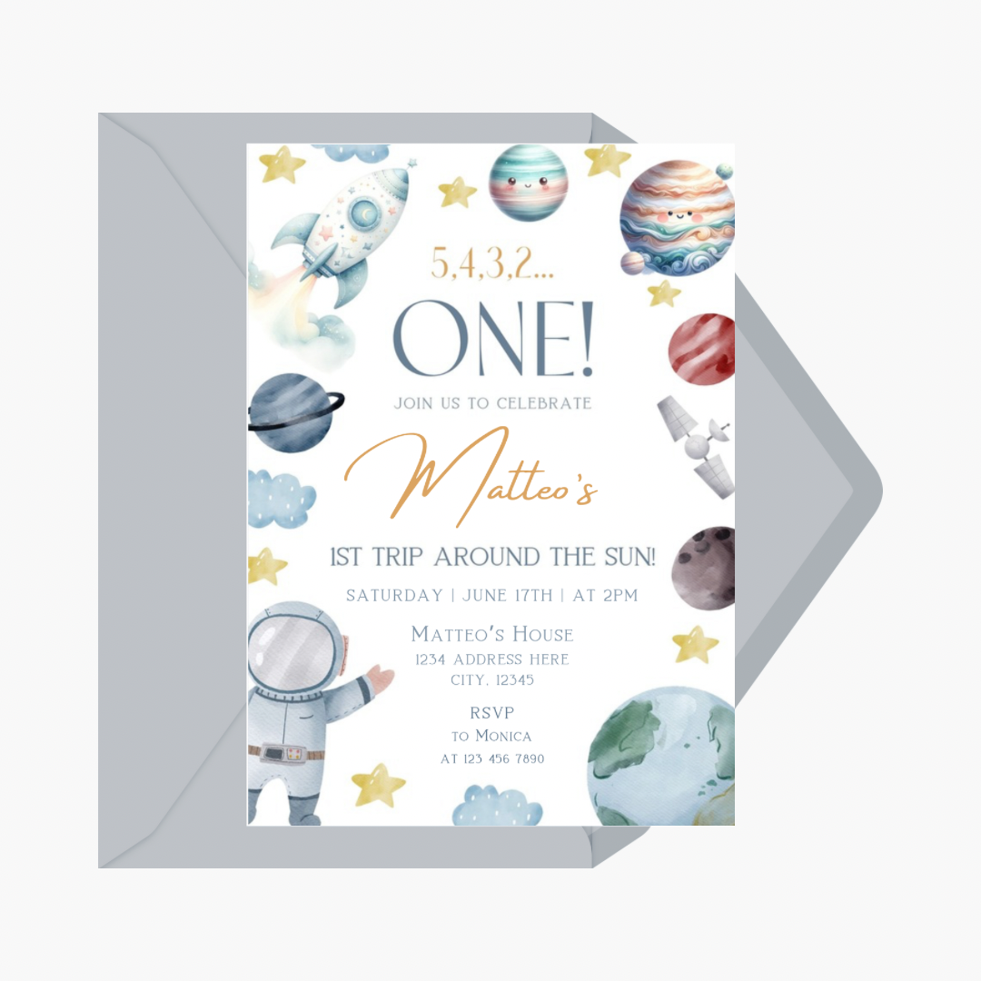 1st Trip Around The Sun Birthday Invitation