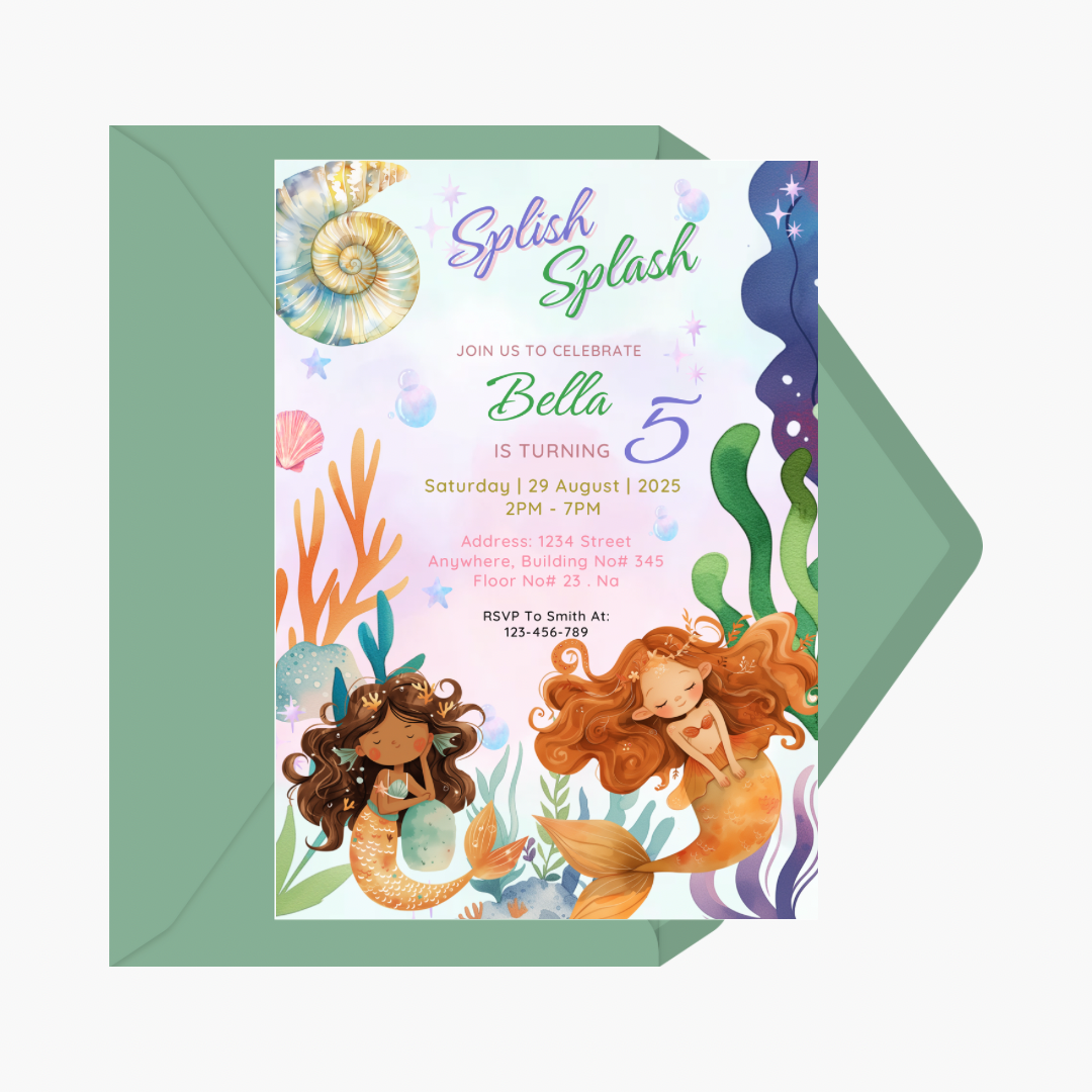 Splash Splash Birthday Invitation Green