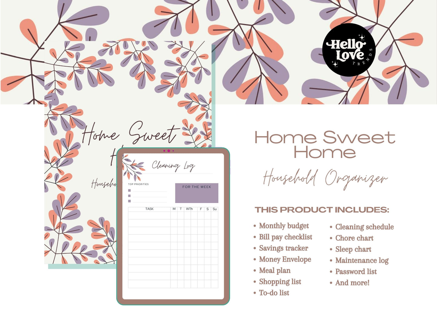 Printable Home Sweet Home Household Organizer