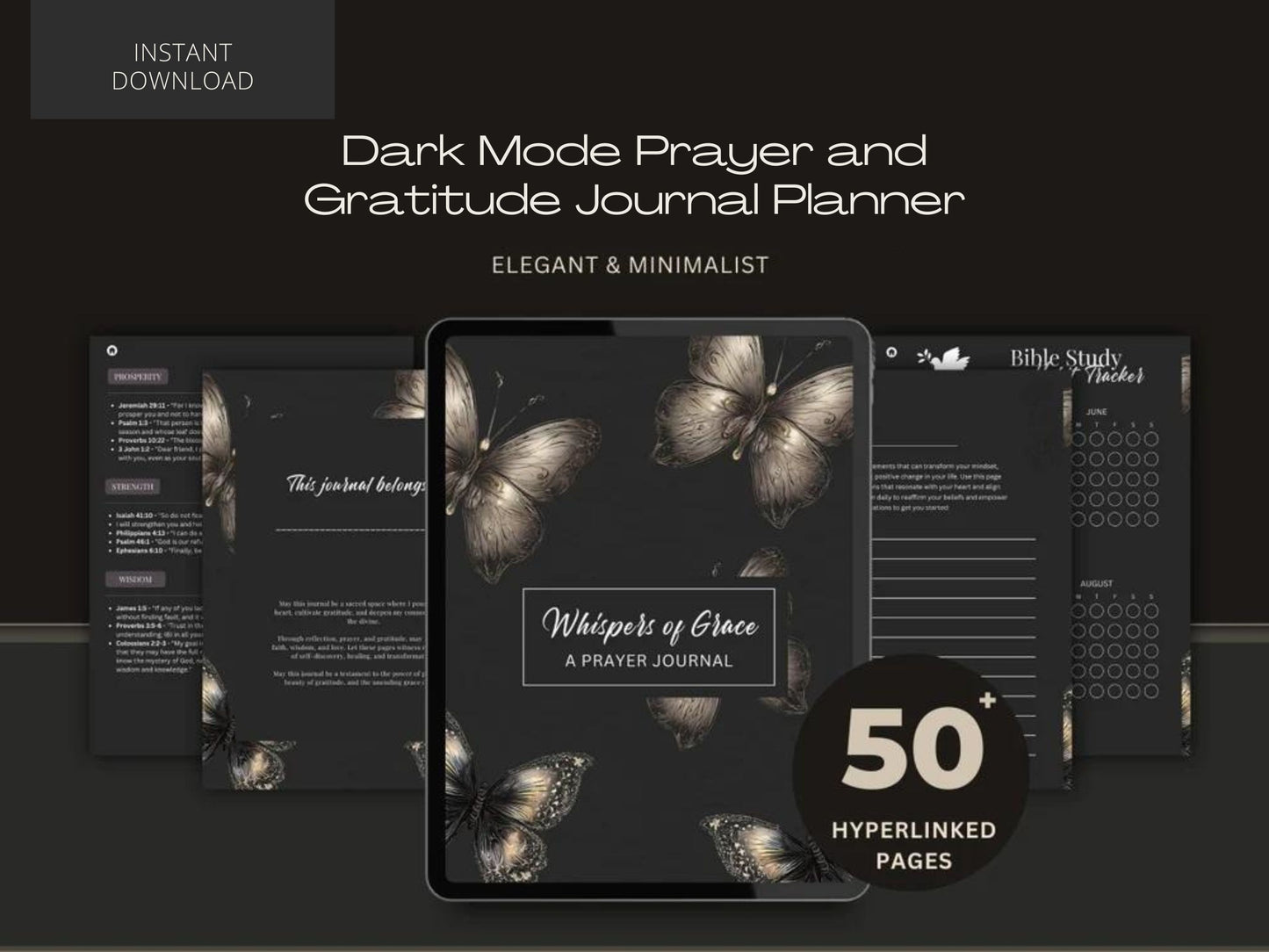 Whispers of Grace Dark Mode Prayer Journal