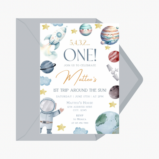 1st Trip Around The Sun Birthday Invitation