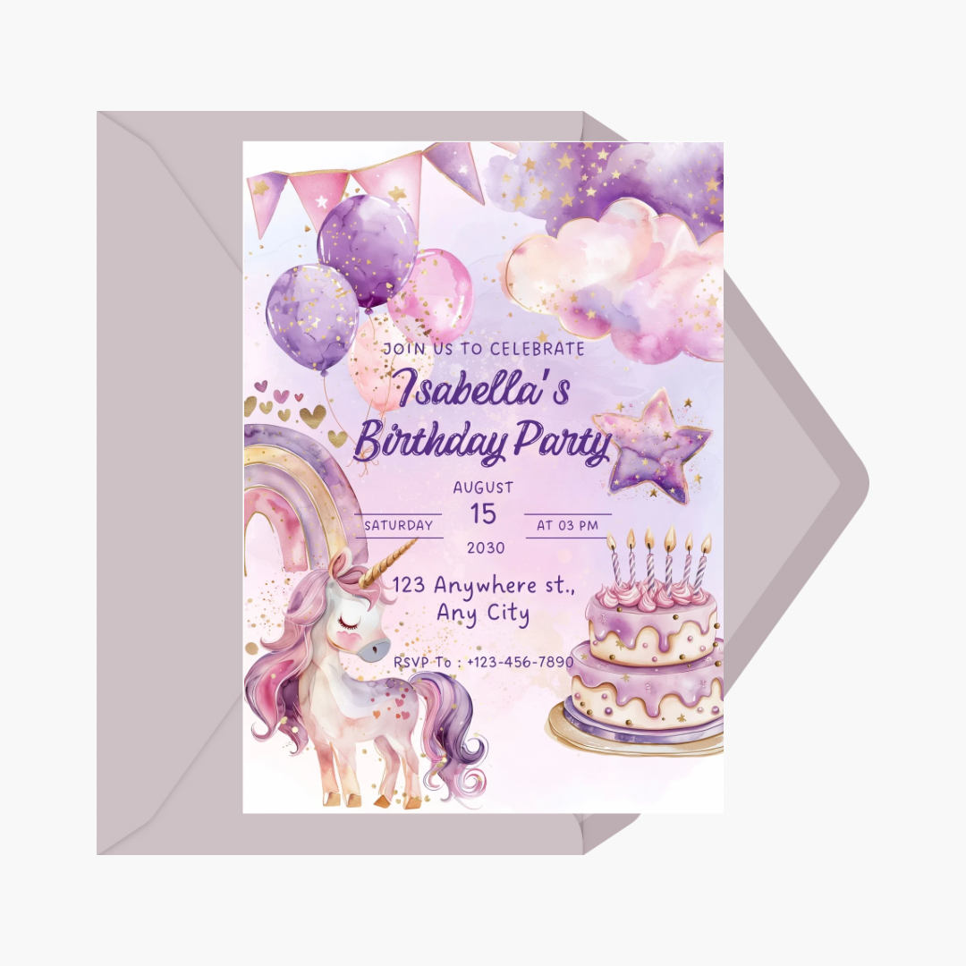 Unicorn Birthday Invitation