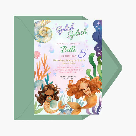 Splash Splash Birthday Invitation Green