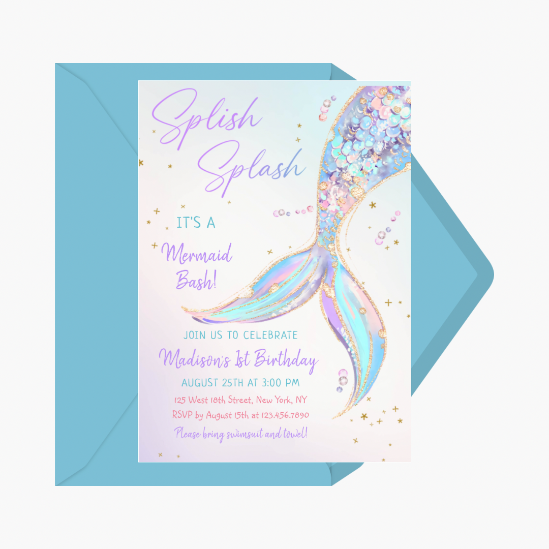 Splash Splash Birthday Invitation Turquise