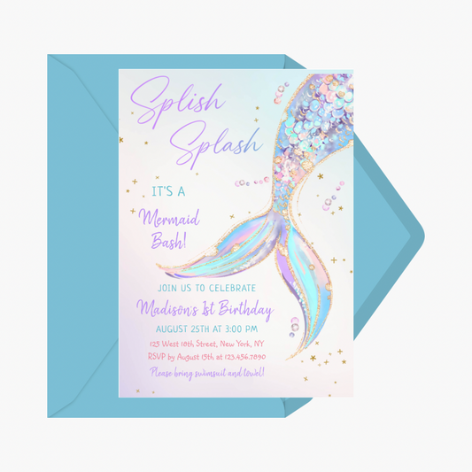 Splash Splash Birthday Invitation Turquise