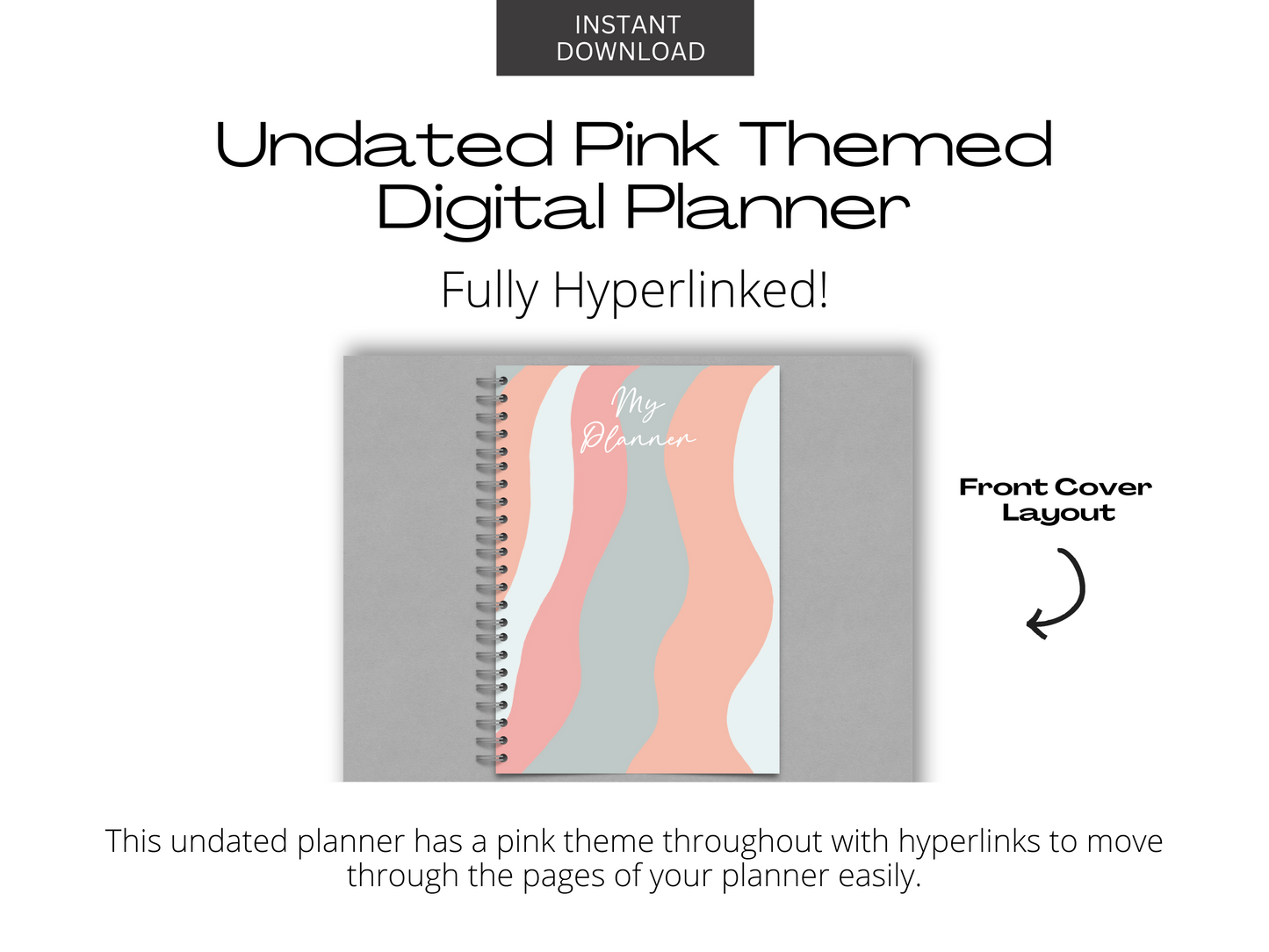 Undated Pink & Green Themed Digital Planner